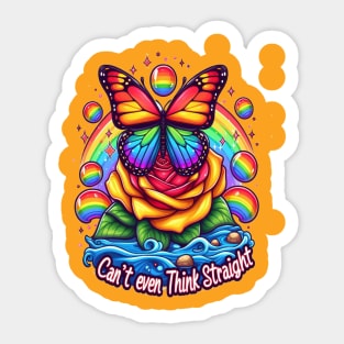 Vibrant Butterfly Perched on Colorful Folds With Inspirational Pride Message Sticker